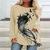New 3D Ethnic Tribal Style Printed Round Neck Women's T-shirt Long-sleeved Bottoming Shirt Casual Loose Top Breathable Pullover