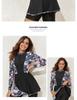 2025 European American Print Sun Protection Two-Piece Surf Swimsuit with Long Sleeve Skirt Style