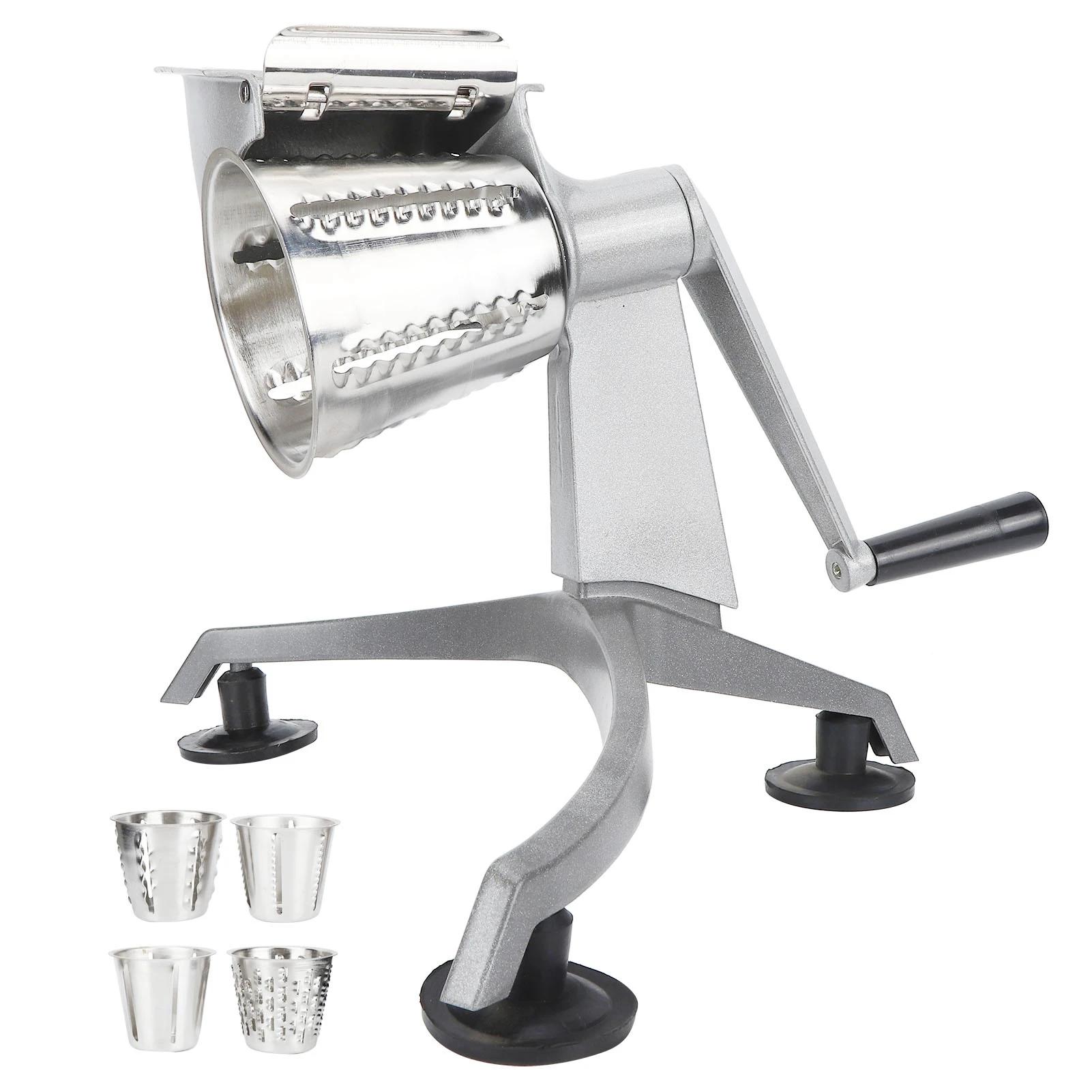 

5-Blade Hand Crank Food Processor - Vegetable Chopper/Grater Stainless Steel Blades Kitchen Tool for Slicing/Shredding срібний