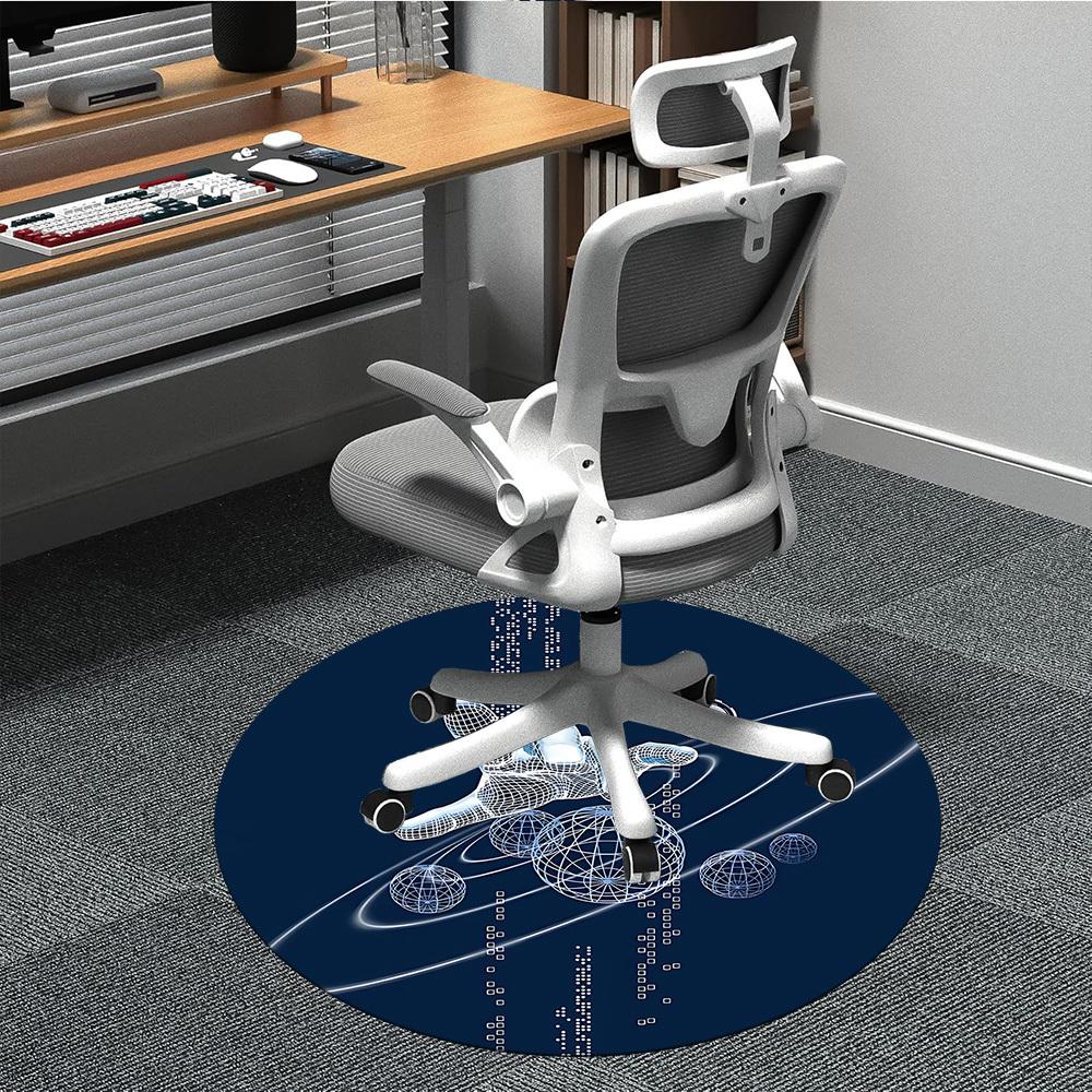 

1pc Space Technology Office Round Area Rug, Indoor Mat Suitable ForOffice, Under Office Chairs Bedroom Living Room Home Decor T178 80cm by 80cm