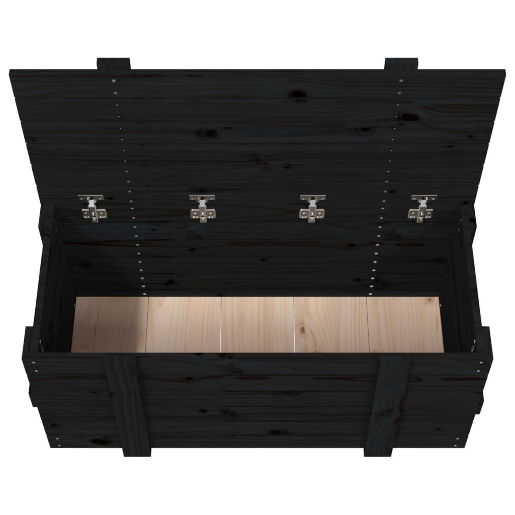 Black Storage Chest 91 X 40.5 X 42 Cm Solid Pine Wood