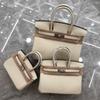 26 Genuine Leather Women's Bag Silver Buckle Lychee Pattern Top Layer Cowhide 25cm/30cm Manufacturer