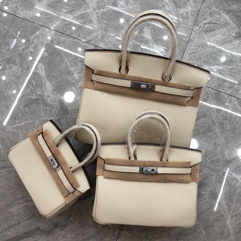 26 Genuine Leather Women's Bag Silver Buckle Lychee Pattern Top Layer Cowhide 25cm/30cm Manufacturer