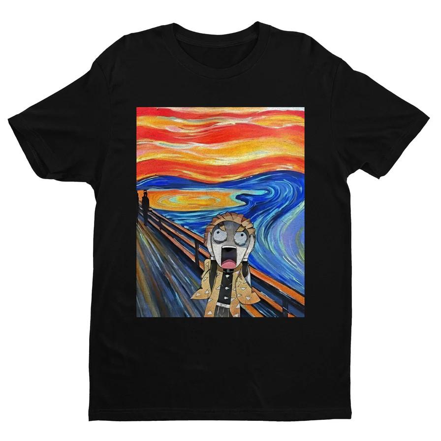 Anime Zenitsu Scream Black T Shirt Size S 4xl