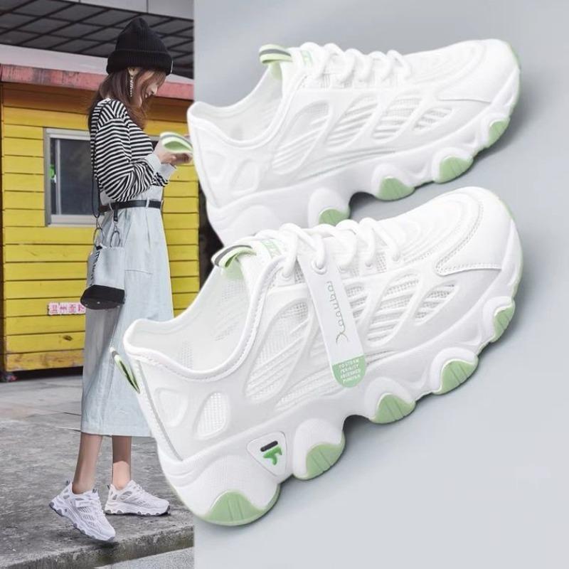 Women's Mesh Breathable Shoes Summer High on Platform Ladies Footwear Green Stylish Daily Routine Deals 39 Light Aesthetic Offer