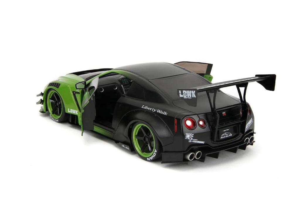 Kyosho Jada Toys PINK SLIP Series Scale Nissan Liberty Walk Finished Model JADA35724 1/18 GT-R (R35) Green/Black