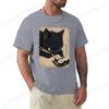 T Shirt for Men Black Cat Sushi Printed Men Fashion Style Design Clothing Anime Cat Cartoon Men TShirt Casual Tees Short Sleeve