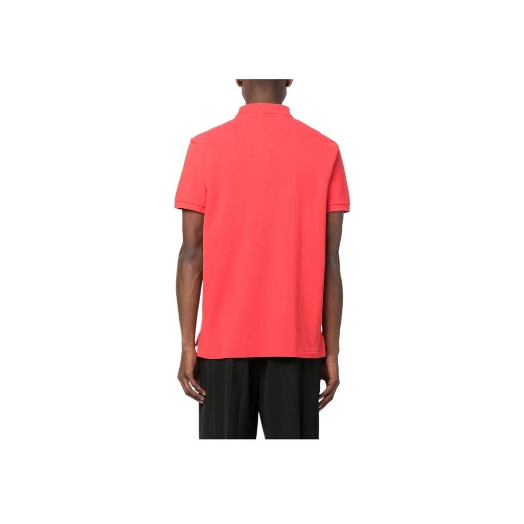 Polo Ralph Lauren SS24 Solid Color Small Pony Embroidered Straight Cut Short Sleeve Polo Shirt Women tops Coral-Red WMPOSWENC020927-600
