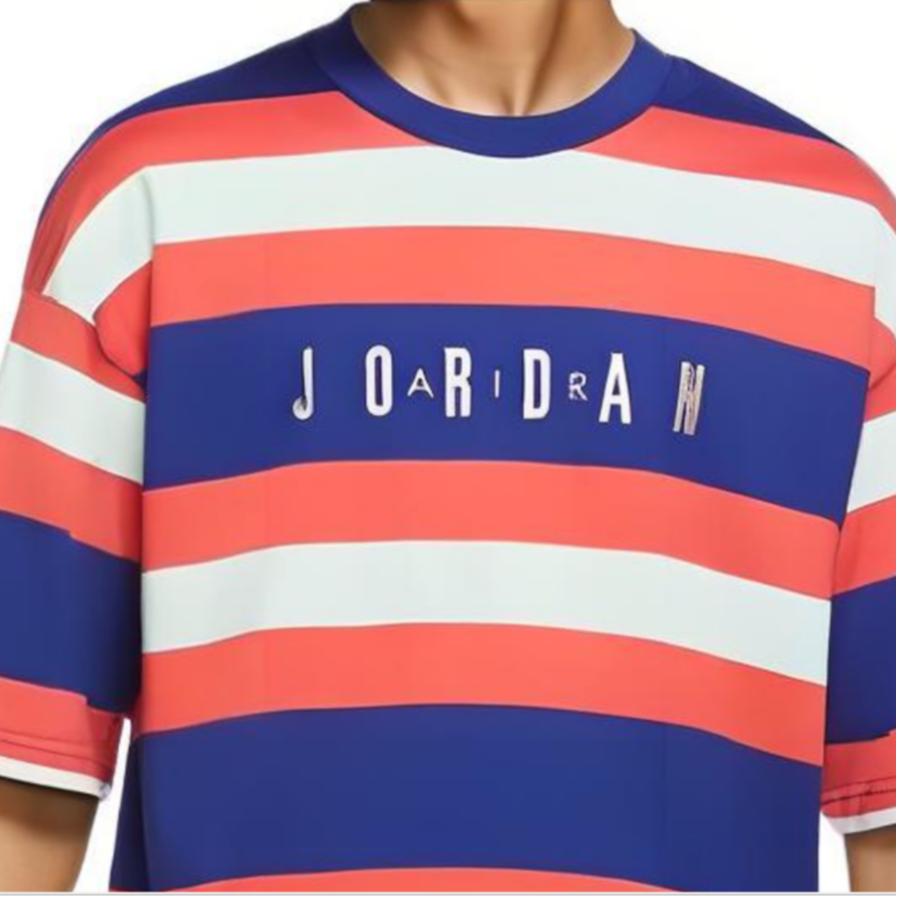 Jordan Striped Letter Print Patterned Crew Neck Short Sleeve T-Shirt Men Tops Pink Blue DV6668-455