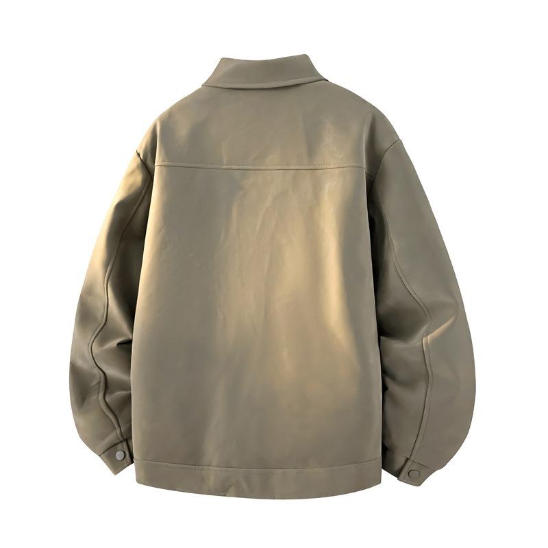 Down Jacket Men's% White Duck Down Winter New Loose Lapel Leather Jacket Men's