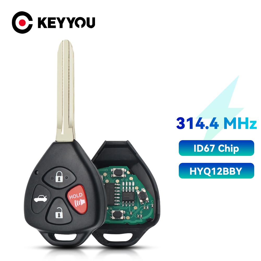 

Дистанционный ключ KEYYOU для Toyota Camry Avalon Corolla Matrix RAV4, 4 кнопки, ASK HyQ12BBY, 314,4 МГц, чип ID 67
