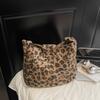 Leopard Print Fur Bag Women's Shoulder Crossbody Bag Vintage Tote Bag
