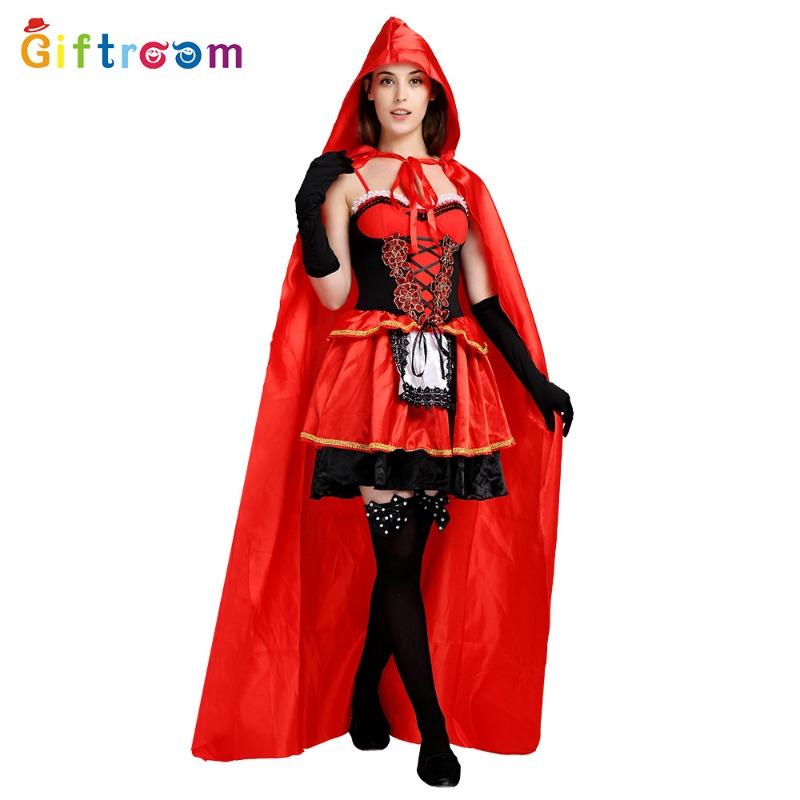 Halloween Holiday Party Red Witch Demon Reaper Cosplay Stage Costume