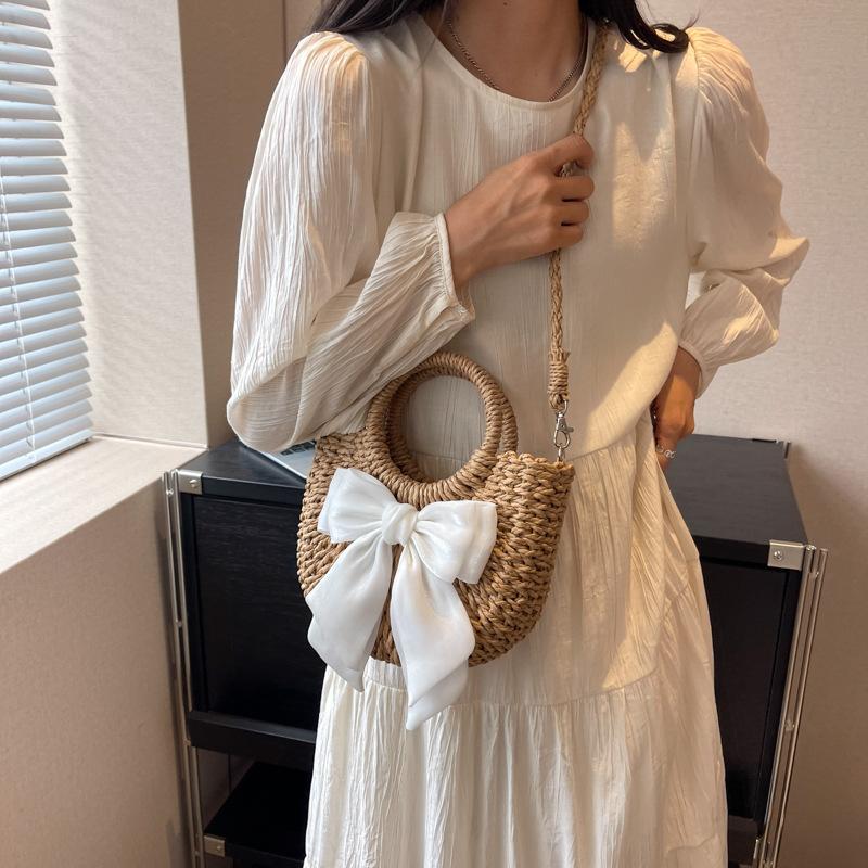 Summer New Niche Versatile Beach Straw Bag Portable Oblique Span Vegetable Basket Women's Bag