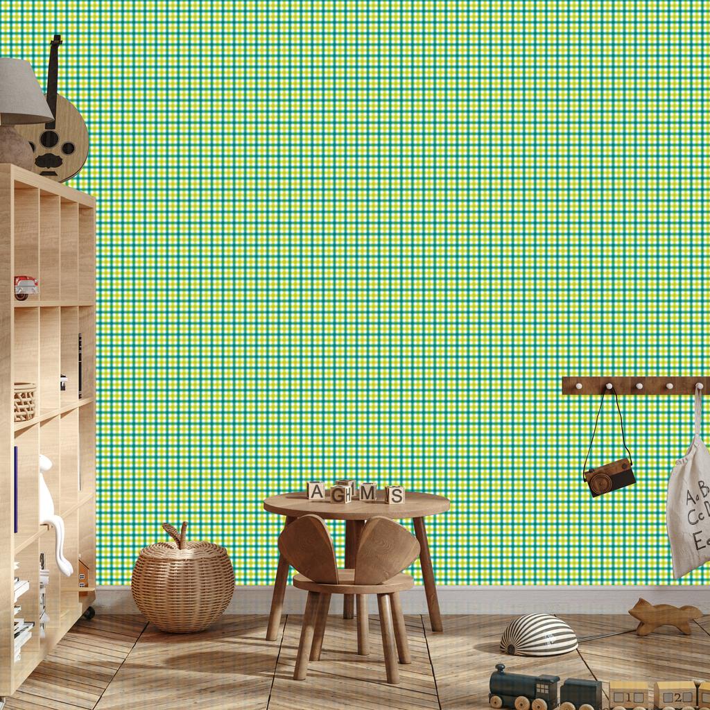 Green Vichy Plaid Wallpaper, Green Background for Living Room and Bedroom 50x1000