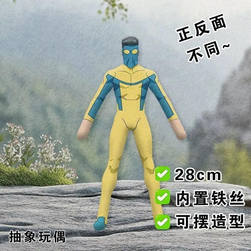28cm Anime Invincible Omni-Man Super-héros DC Cosplay Poupée en Peluche Figure de Souris Abstraite Squelette en Fil Métallique Corps Entier Articulable Cadeau
