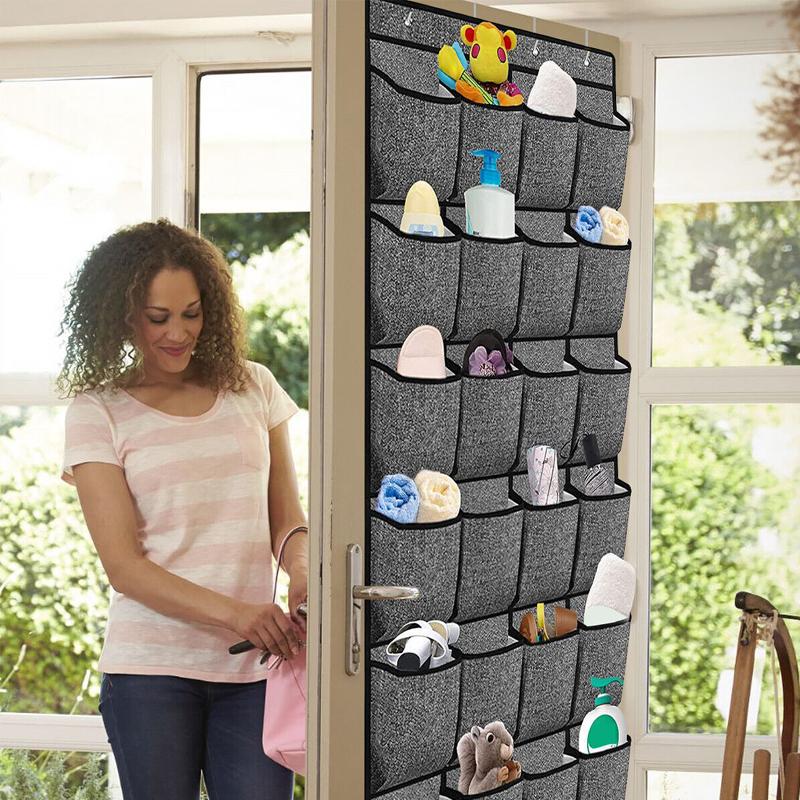 24Pocket Hanging Shoe Holder Storage Box Over Door Rack Hanger Closet Organize