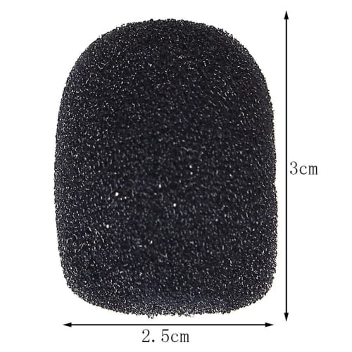 Set of 5 Black Microphone Sponges, Windproof Covers for Headsets, Intercom Microphones, and Loudspeakers, Noise-Blocking, Breathable, Washable, Reusab