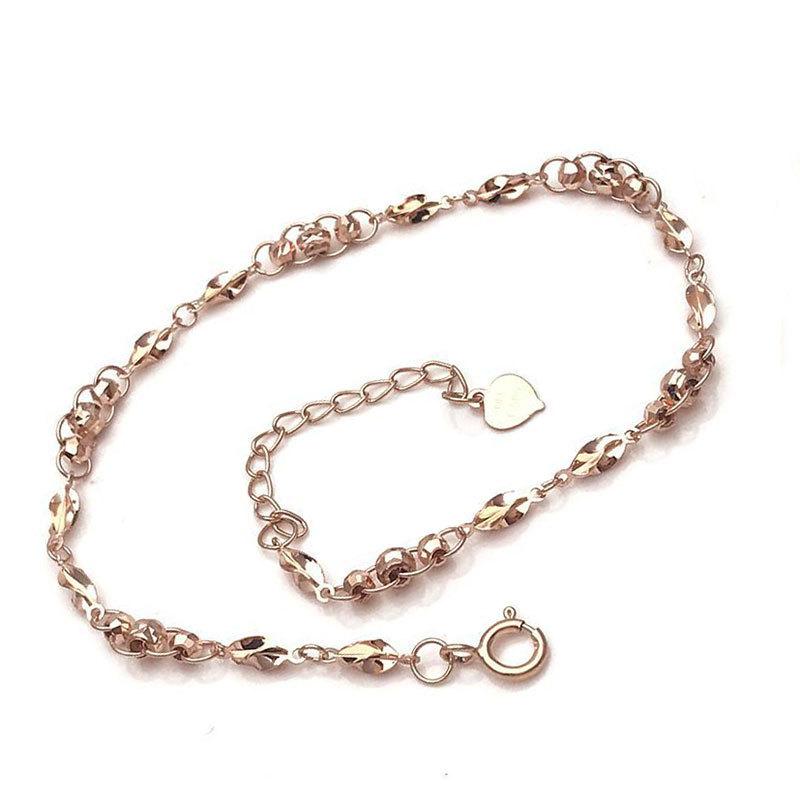 585 Purple Gold Simple, Elegant And Exquisite Temperament Rose Gold-Plated Color Gold Women S Bead Bracelet