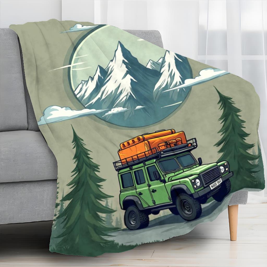 Mountain Explorer Design Pattern Flannel printed blanket suitable for all seasons suitable for living room office sofa travel