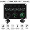 5 Gang 12V Schalter Panel AUF-OFF Rocker Toggle Wasserdicht für Boot Marine RV Lkw Rot