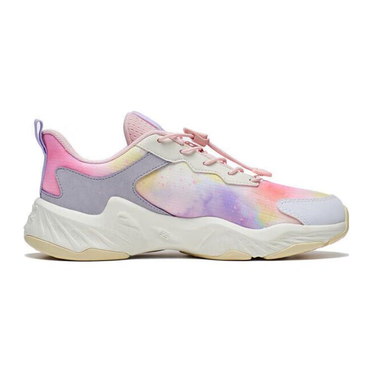 Li Ning Kids Comfortable Shock Absorbing Rebound Casual Shoes Kids Shoes Pink Purple White YKCT108-4