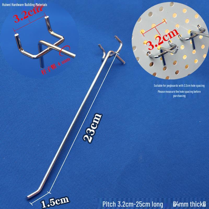 Stainless Steel Color Double Corner Ornament Pegboard Shelf Hook