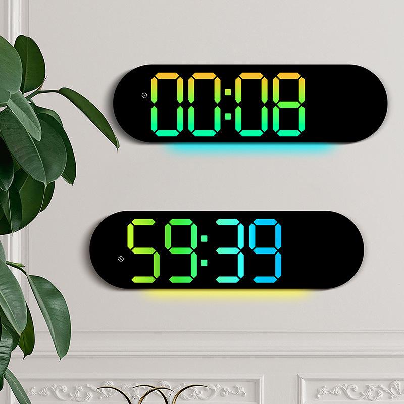 RGB LED Digital Wall Clock - Large Screen, Color Changing, Multifunctional for Living Room