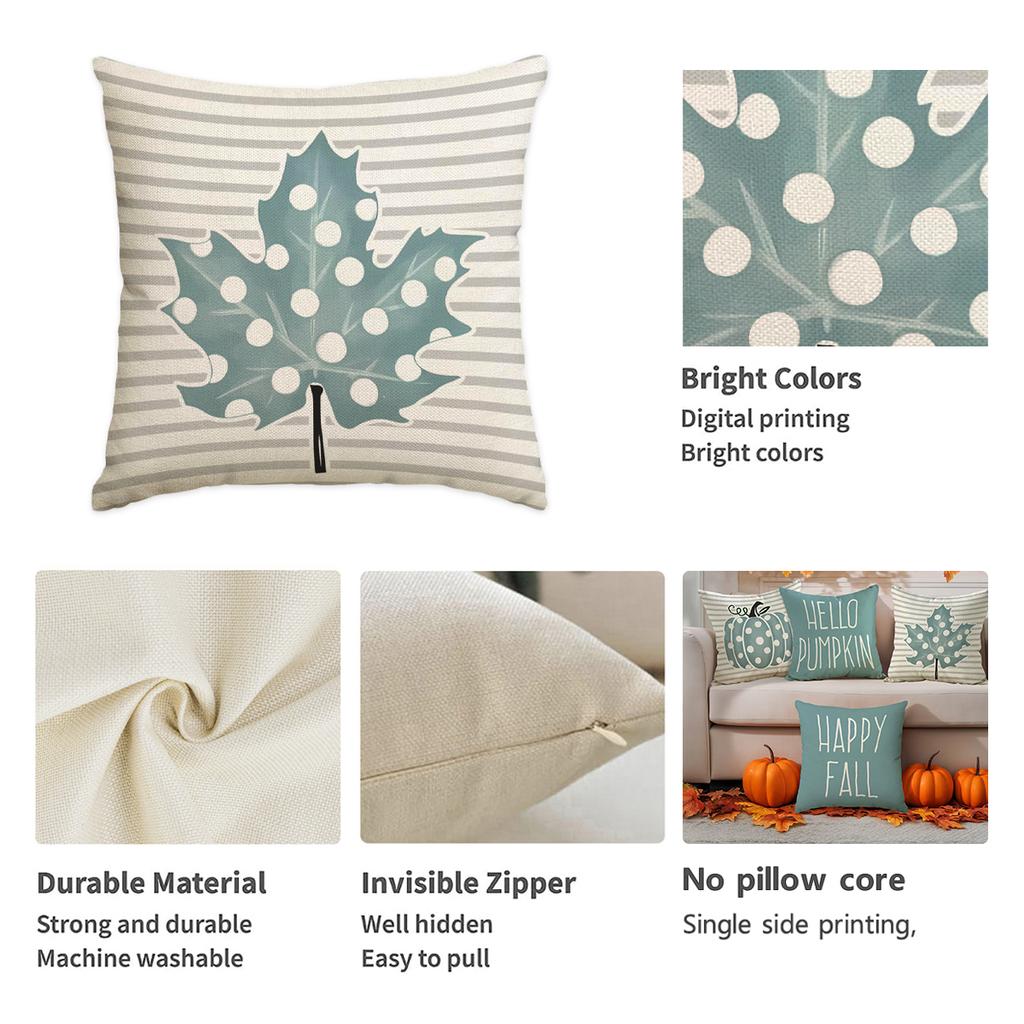 4Pcs Thanksgiving Pillow Cover, Autumn Maple Leaf Pillow Cover, Bow Shaped Pumpkin Cushion Cover, Farmhouse Decoration