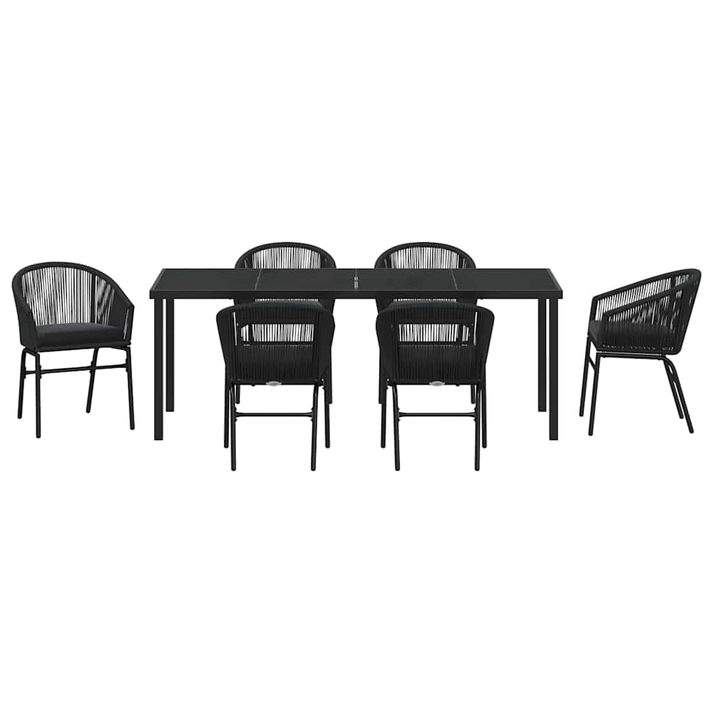Garden Dining Set 7 pcs Black Powder Coated Steel