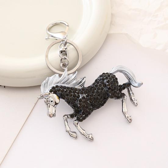 Keychain Pendant Sparkling Rhinestones Horse Design Metal Keyring Decorative Key Holder Bag Decoration