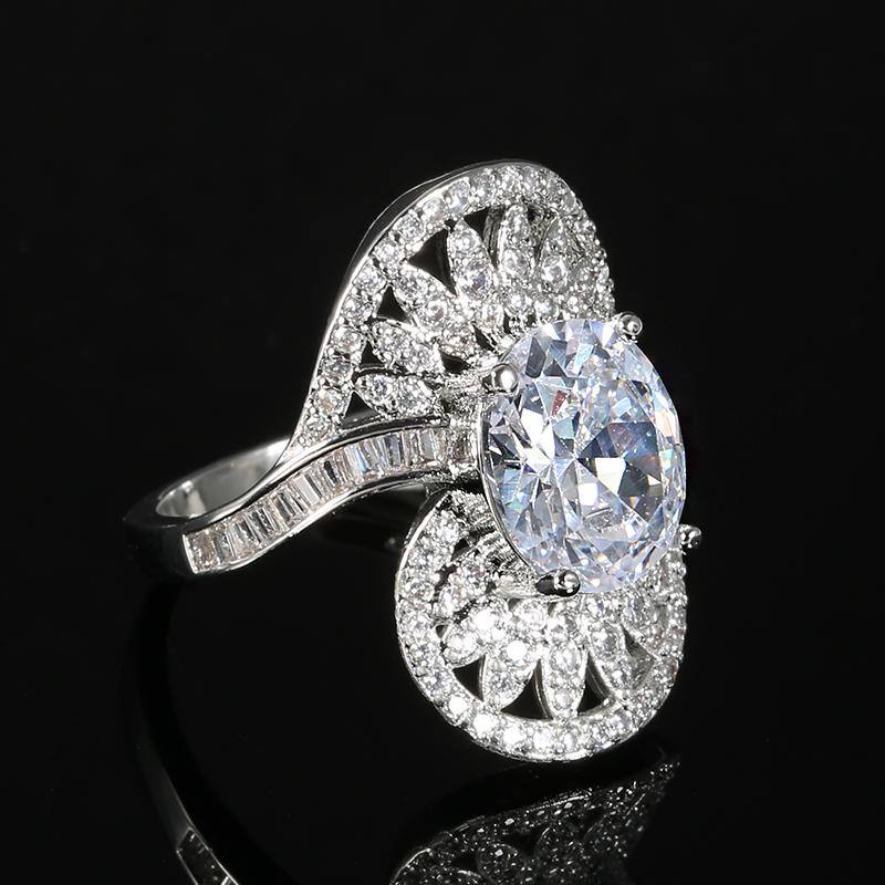 Blumenkristallringe für Damen Zirkonia Eheringe Mädchen Elegante Verlobungsgeschenke Modeschmuck