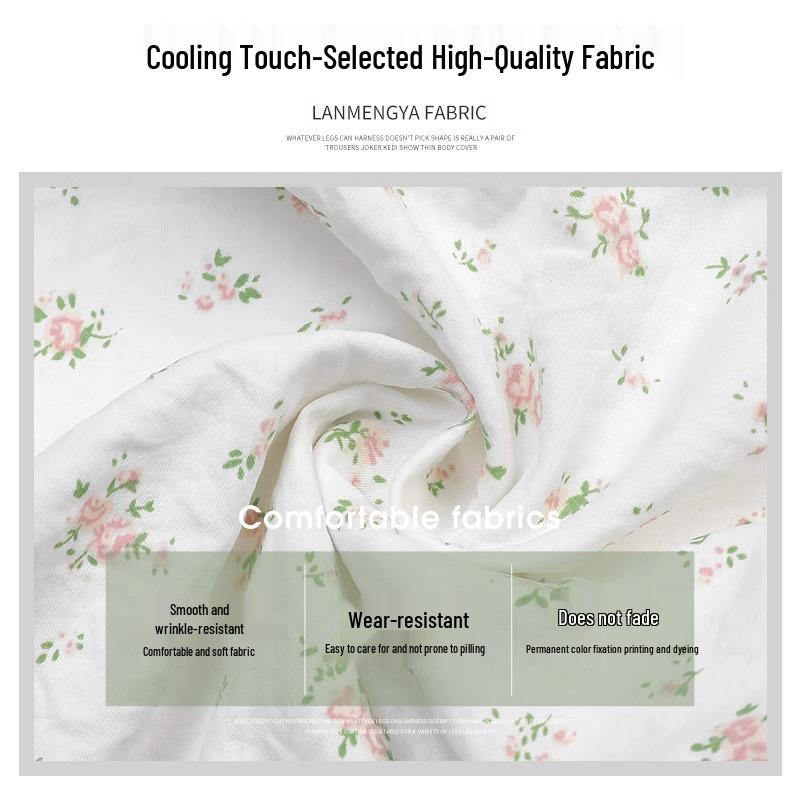 Women's White Floral High-Waist Wide-Leg Summer Pants - Loose Fit, Petite Size