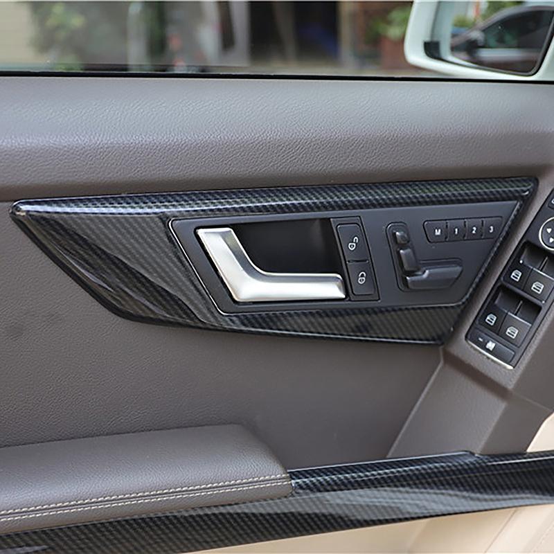 For Mercedes Benz GLK X204 2013-2015 Car Door Handle Panel Frame Protect Cover Carbon Fiber Pattern Interior Accessories Sticker