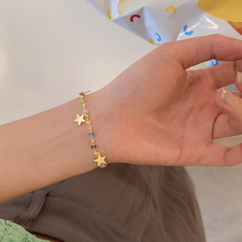 Brățară Colorată cu Stele Mărgelate Pentru Femei Brățară cu Farmece Vintage