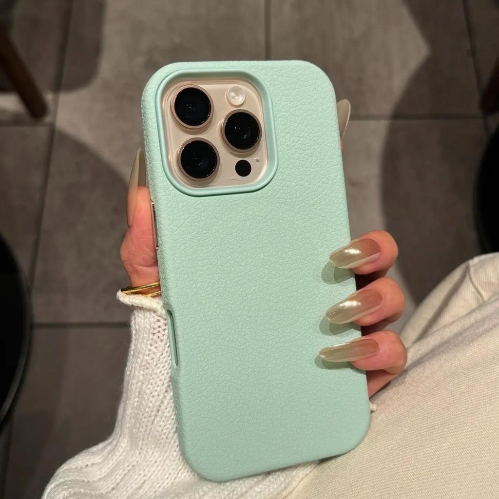 Luxury Candy Color Leather Matte Phone Case For iPhone 11 12 13 14 15 16 17 Pro Max Plus Air Shockproof Bumper Back Cases Cover