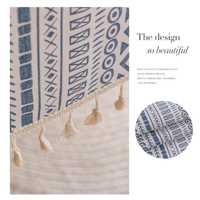 Față de masă în stil etnic, Suport de masă pentru picnic, Față de masă impermeabilă și rezistentă la ulei din bumbac și in imprimat pentru măsuță de cafea