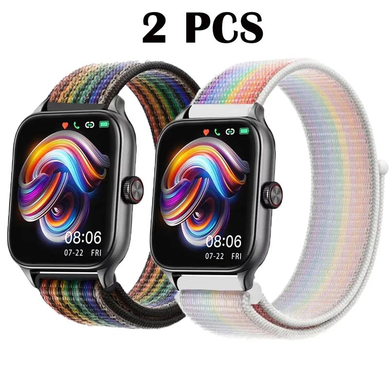 2Pcs 20mm 22mm Nylon Loop band For Amazfit GTS4/2/3/3pro/2e/GTS2 Mini/GTR 4 42mm/GTR2/2e/stratos bracelet Amazfit bip 6 5 strap