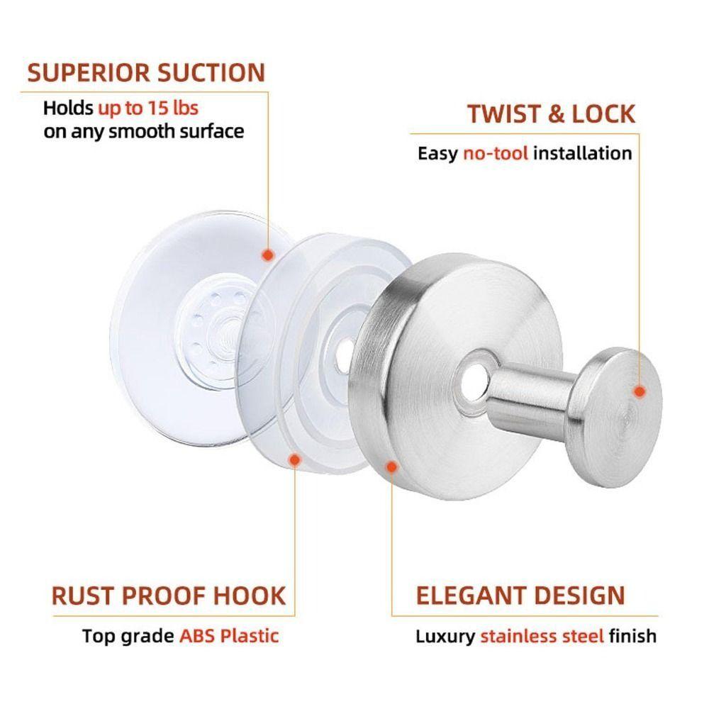 No Drill Christmas Suction Cup Hook Stainless Steel Door Back Hanging Rack Bathroom Hanging