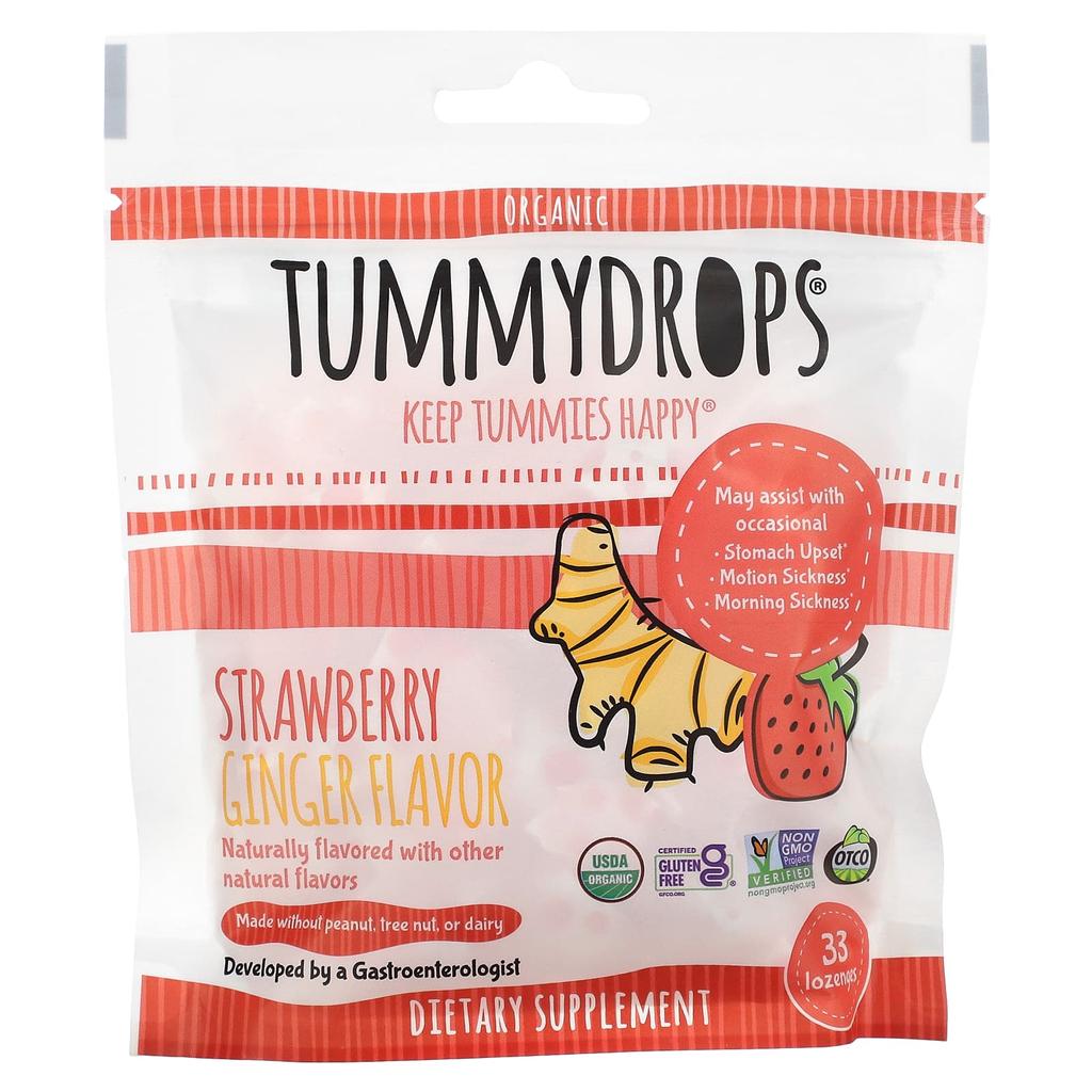 Organic Strawberry Ginger Candy Tablets 33 Tablets