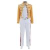 Traje de Escenario Icónico Amarillo y Negro de Freddie Mercury de Queen - Revival de Leyenda del Rock Vintage de los 70