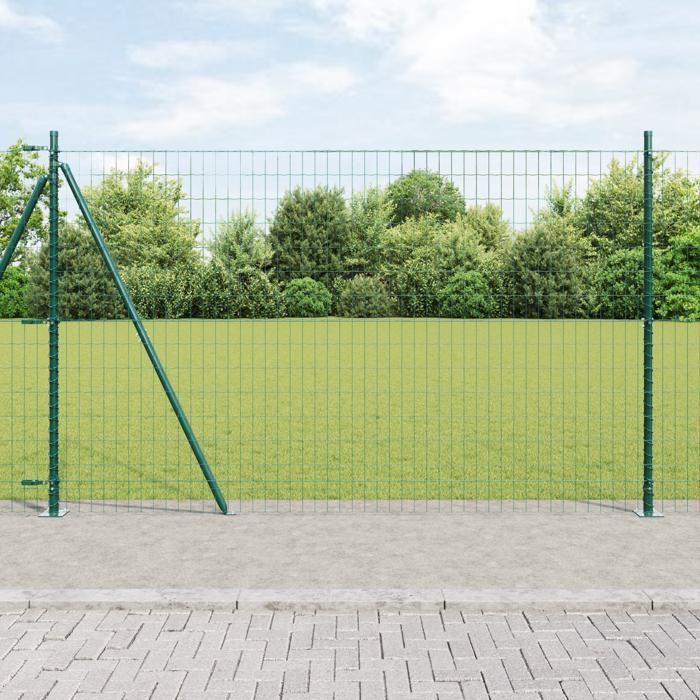 VidaXL Clôture Euro avec 7 poteaux 1.5x10 m Acier galvanisé 3350823