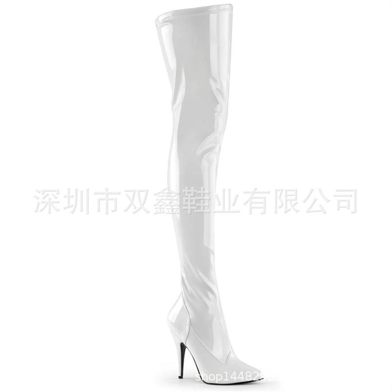 2025 solid color order fine heel viscose shoes high top red average size high heel banquet pointed fashion boots 12cm