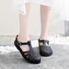 Damen geschlossene Sommer-Sandalen mit Aussparungen, flach, rutschfest, Strand-Gelee-Schuhe, atmungsaktive römische Sandalen