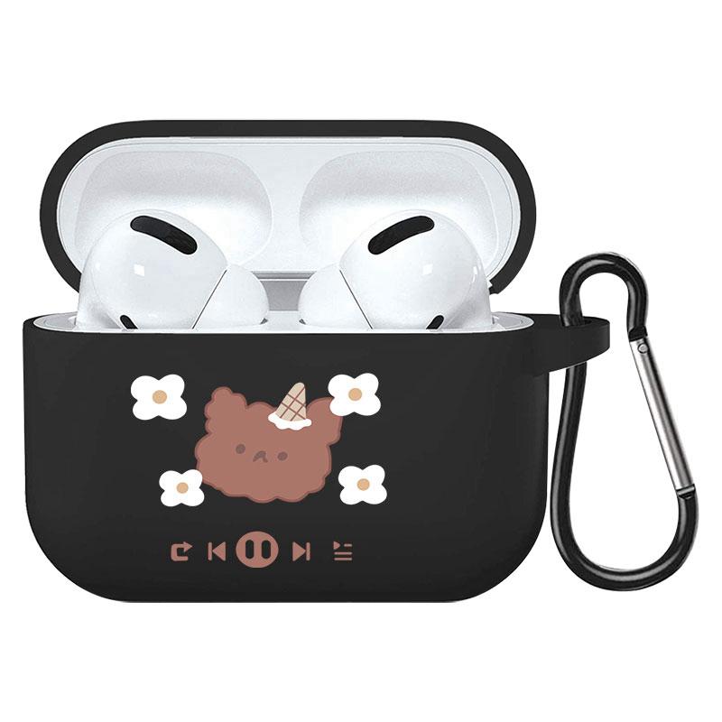 קריקטורה חמוד חיות מחמד כלב חתול בעל חיים ינשוף צמח פרחי אפל עבור אפל AirPods 2 3 כיסויי אוזניות חסינות זעזועים שחורות AirPods Pro Funds Cover