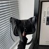 Vintage Rivet Thread Design Shoulder Bags for Women Versatile Ladies Pu Leather Crossbody Bag Solid Color Female Handbags Zipper