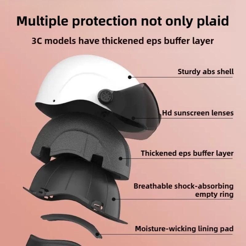 Capacete de Segurança para Bicicleta Certificado 3C para Homens e Mulheres Adultos Bicicleta Elétrica Motocicleta Ciclismo Capacete Meio Capacete com Óculos