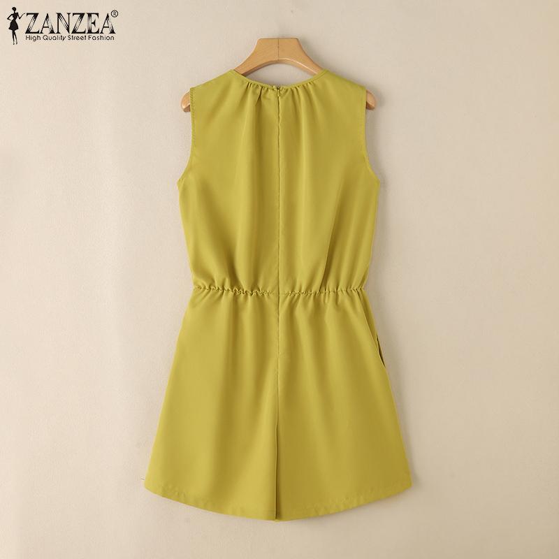 ZANZEA Women Casual Round Neck Sleeveless Summer Short Jumpsuits