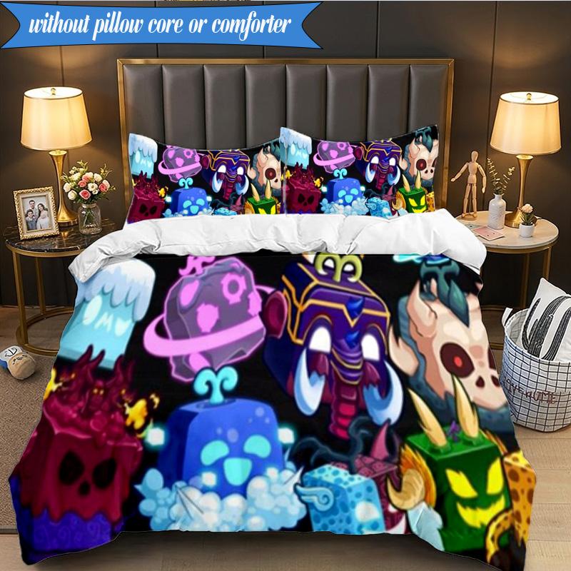 Colorful Cube Creatures 3pcs K-pop Music Group Bedding set,Ideal for Bedroom, Dormitory,Including Duvet Cover And 2pcs Pillowcases,Fan Gifts
