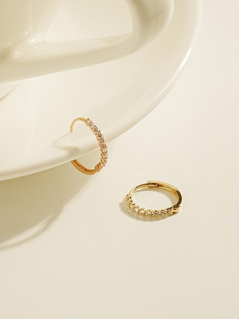Minimalpiercing 14K Daily Cubic Ring Piercing Earrings